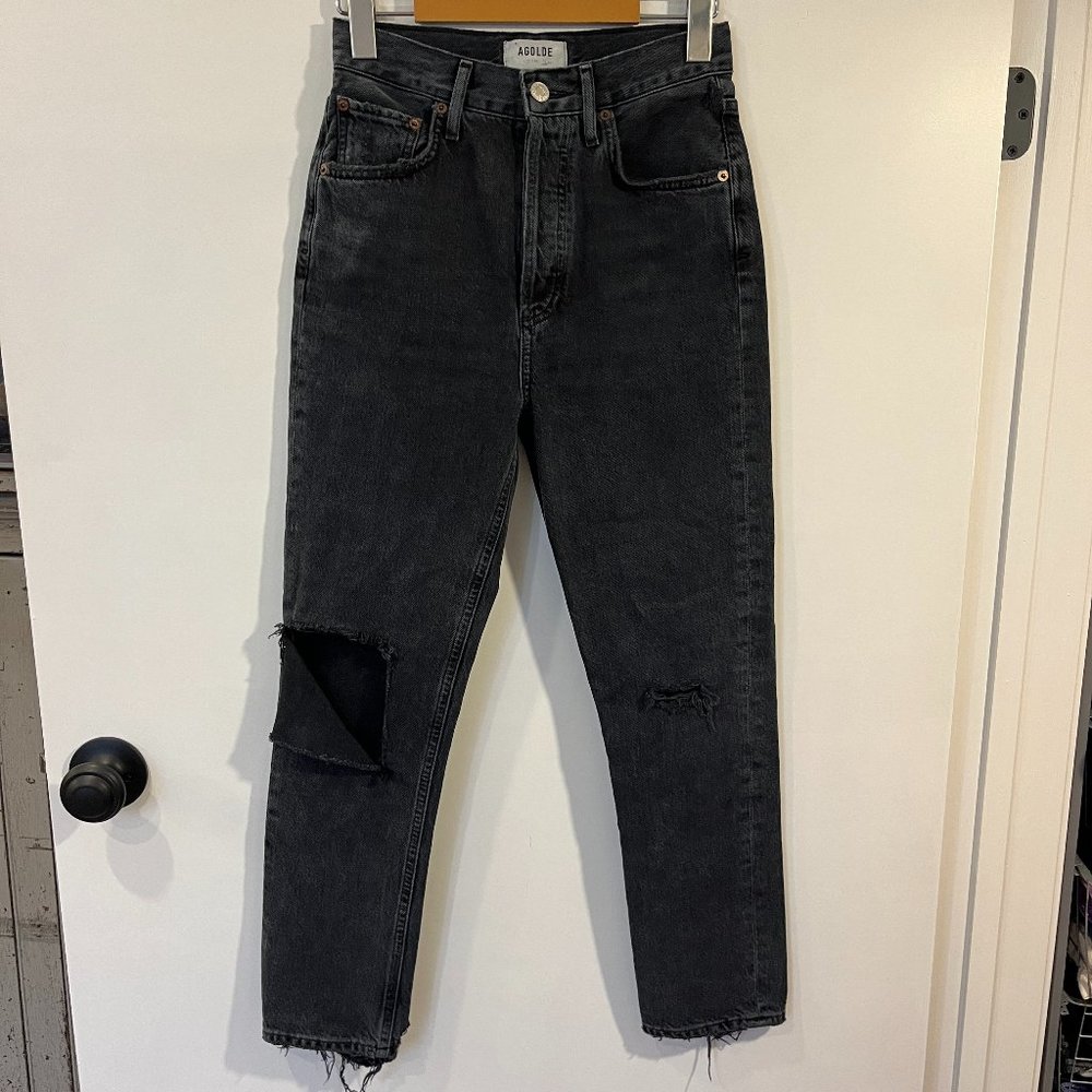 NWOT Agolde Riley High Rise Straight Crop Distressed Size 23 - Picture 2 of 10